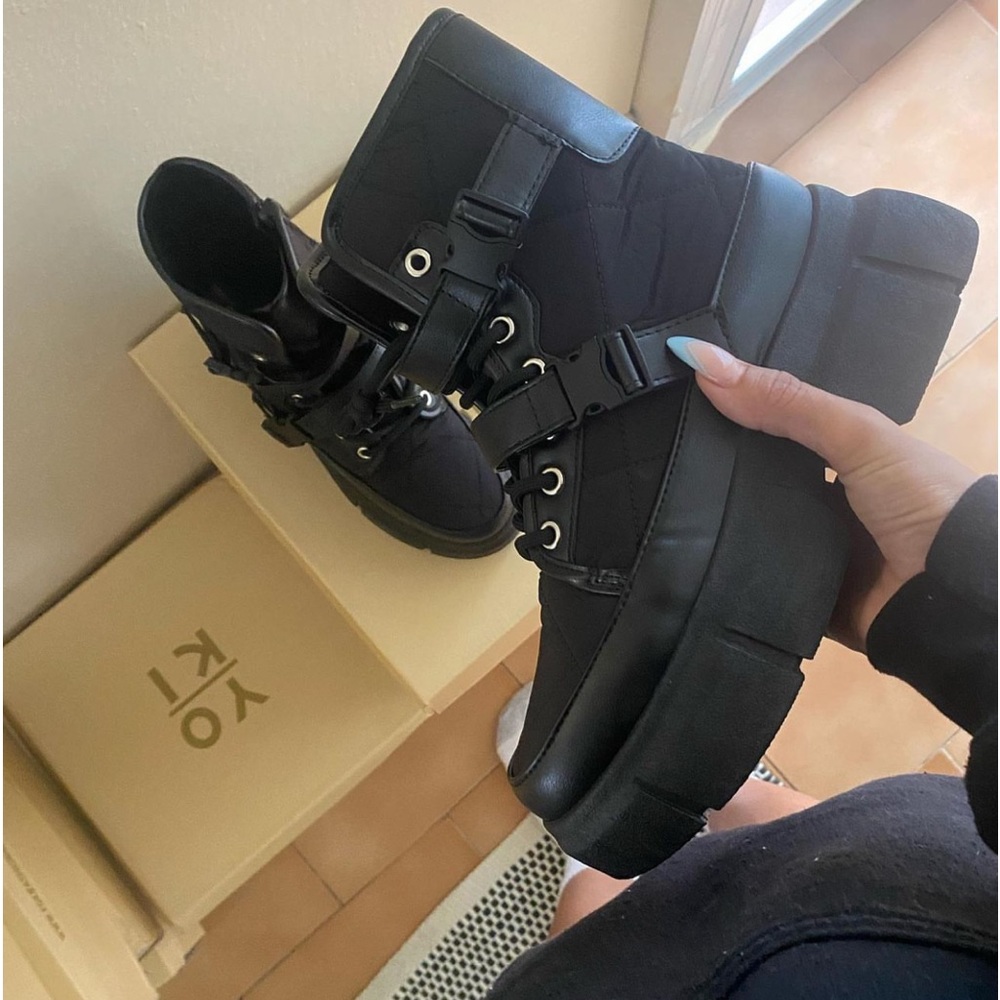 Black combat boots
